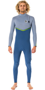2022 Rip Curl Mens E-Bomb 4/3mm Zip Free Wetsuit WSMYQS - Blue Grey